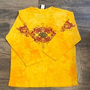 Harley-Davidson Yellow Long-Sleeve Tee with Red Graphic